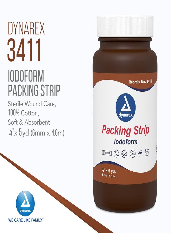 ديناركس شريط حشو دايناركس يودوفورم، معقم للعناية بالجروح، شريط حشو طبي منسوج من القطن بنسبة 100%، ناعم وماص، 1/4 بوصة × 5 ياردة، علبة واحدة تحتوي على 12 شريطًا - Image 2